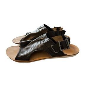 Y-3 Sandals Black Perforated Leather‎ Womens 10 UK8